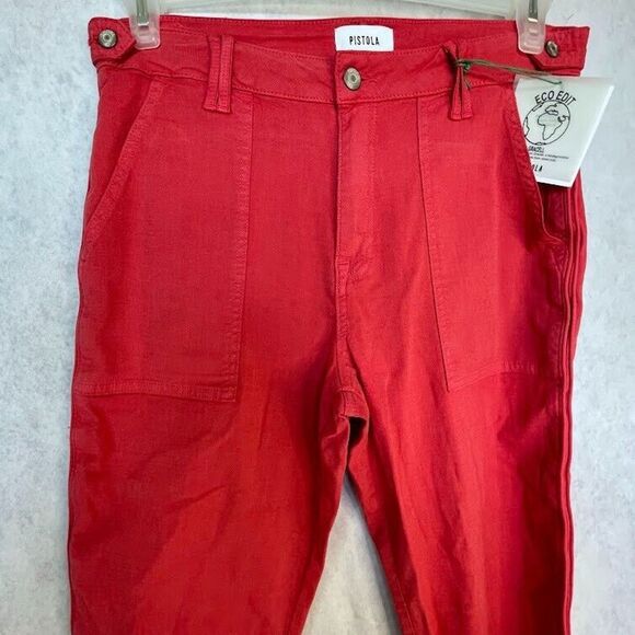 Pistola Womens Jeans Pink High Rise Utility Crop Straight Super Stretch Size 30 - Picture 4 of 16